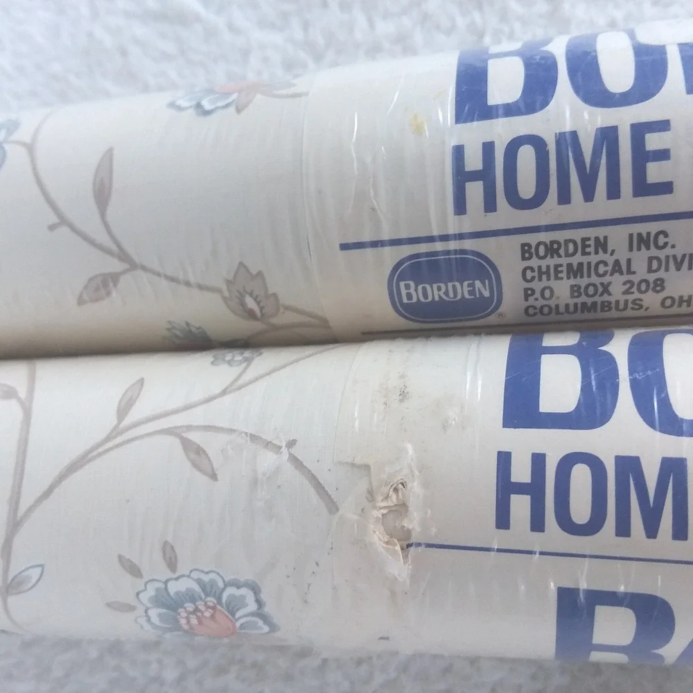 Borden Home Wallpaper Double Roll Bolt Vinyl Coated Floral Pattern WC775 Vintage